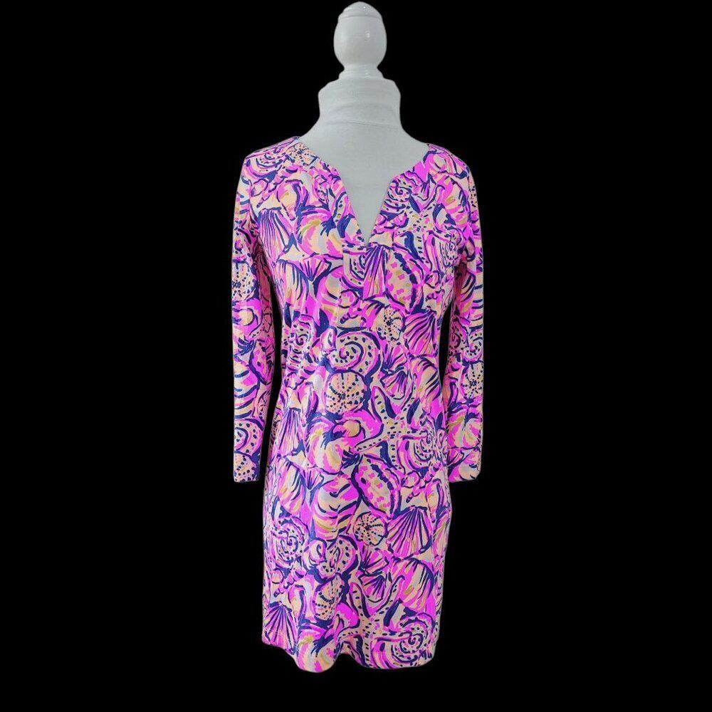 Lilly Pulitzer Pima Cotton Shell Of A Time Riva Starfish Dress Pink Multi Sz S